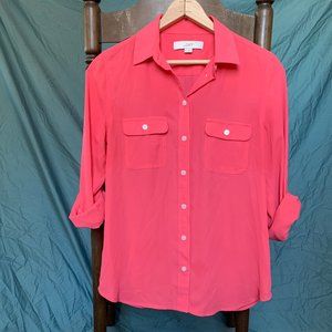 LOFT Roll-Tab Sleeve Coral Blouse Size XS
